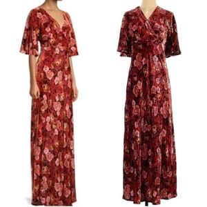 Johnny Was Alanis Maxi Dress silk blend Velvet Flutter Sleeves NWT (oversized)